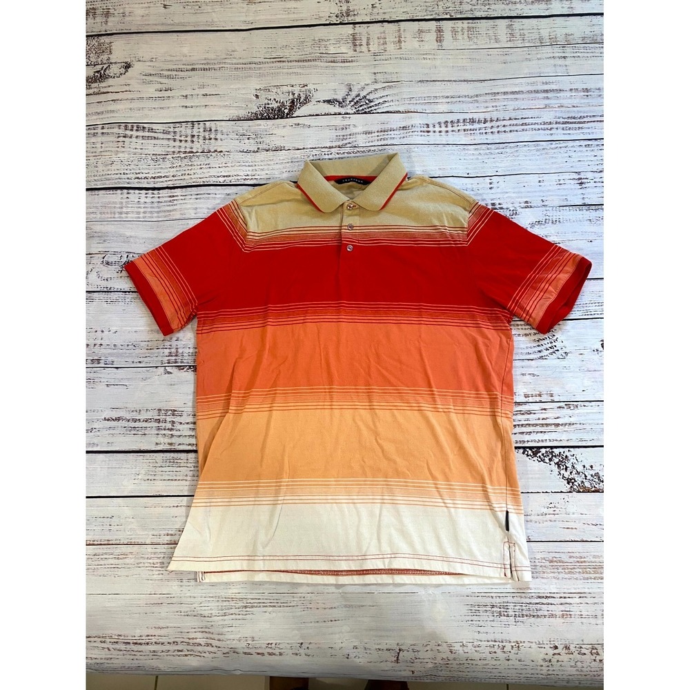 Sean John Polo Shirt Men's XL Multi Striped Cotton Short Sleeve Slit Regular Fit